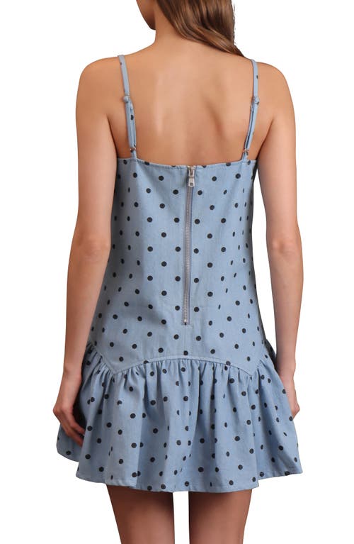 Avec Les Filles Drop Waist Denim Minidress In Gray