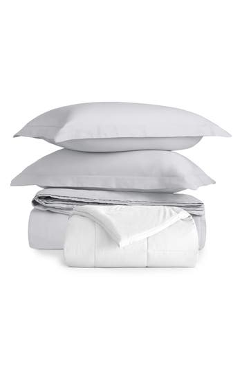 Homespun Vintage Washed Cotton Duvet Cover & Sham Set In Gray
