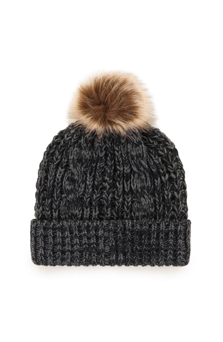 '47 Women's '47 Black Pittsburgh Steelers Logo Meeko Cuffed Knit Hat with Pom, Alternate, color, 