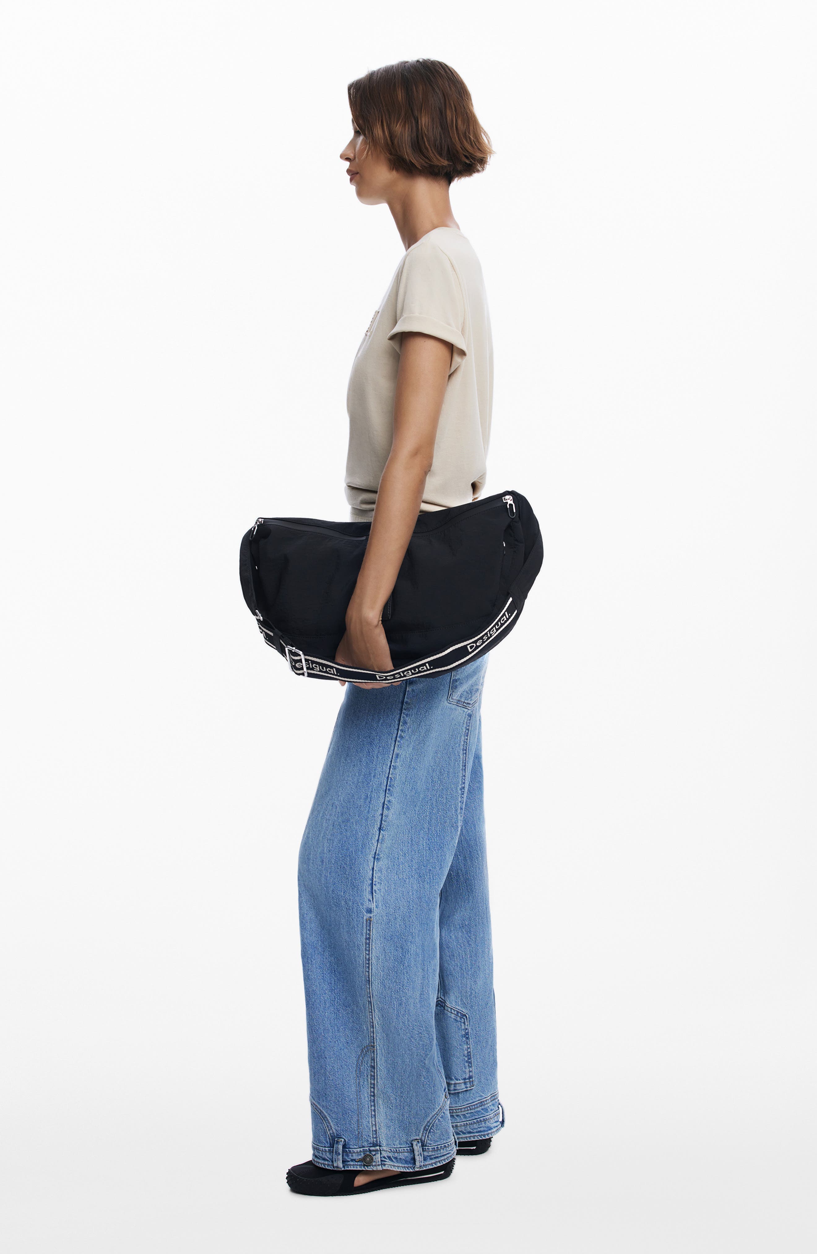 Desigual Large Travel Crossbody Bag, Alternate, color, Black