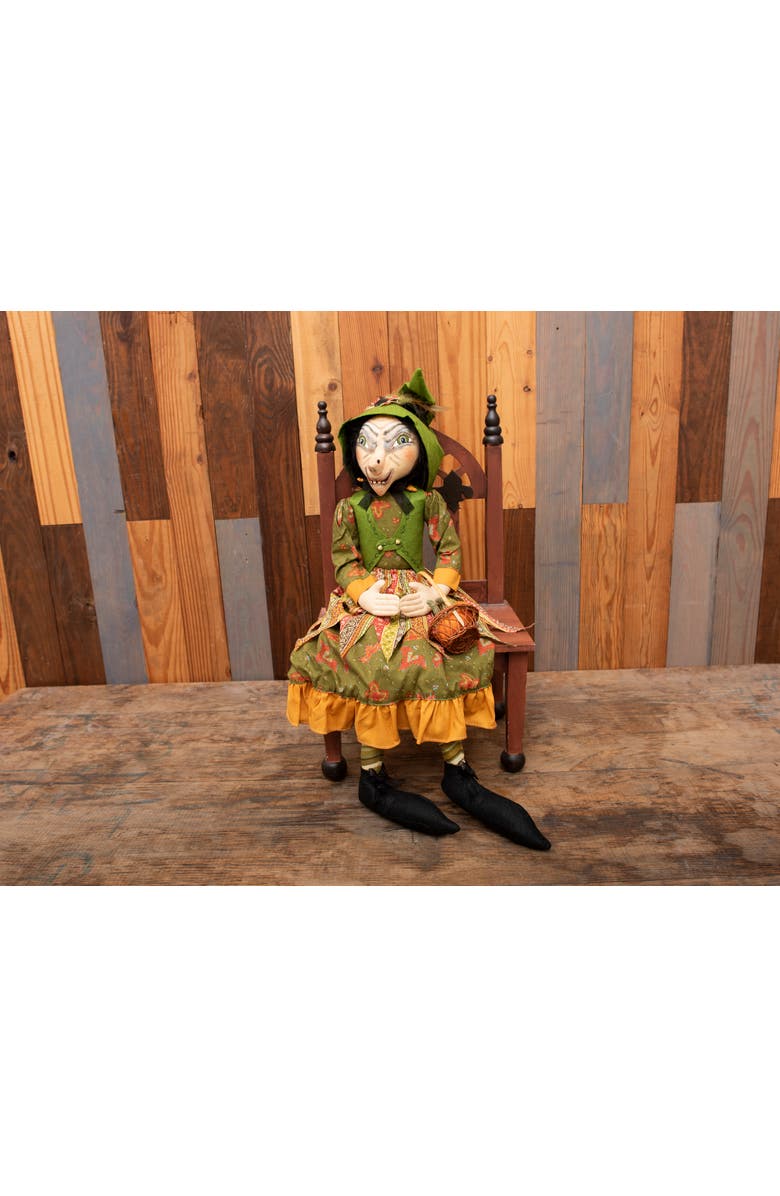 Gallerie II Gwinette Witch Joe Spencer Gathered Traditions Halloween Art Doll Figure, Alternate, color, Green
