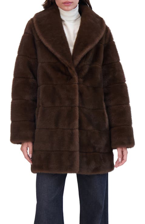 Fur-Free Mink (Faux Fur) Horizontal Stroller, Shawl Collar