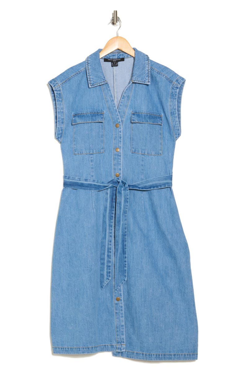 French Connection Carter Cap Sleeve Denim Shirtdress, Alternate, color,