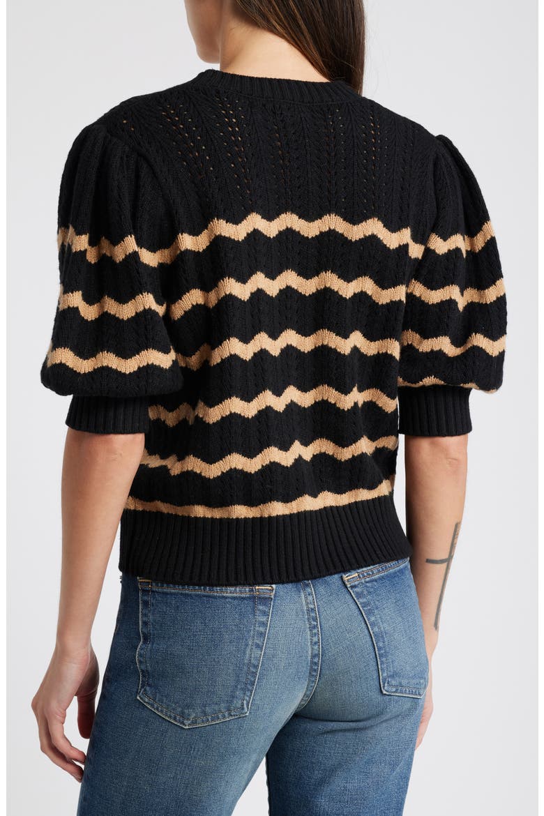 Isla Stripe Cardigan, Alternate, color, BLACK CAMEL STRIPE