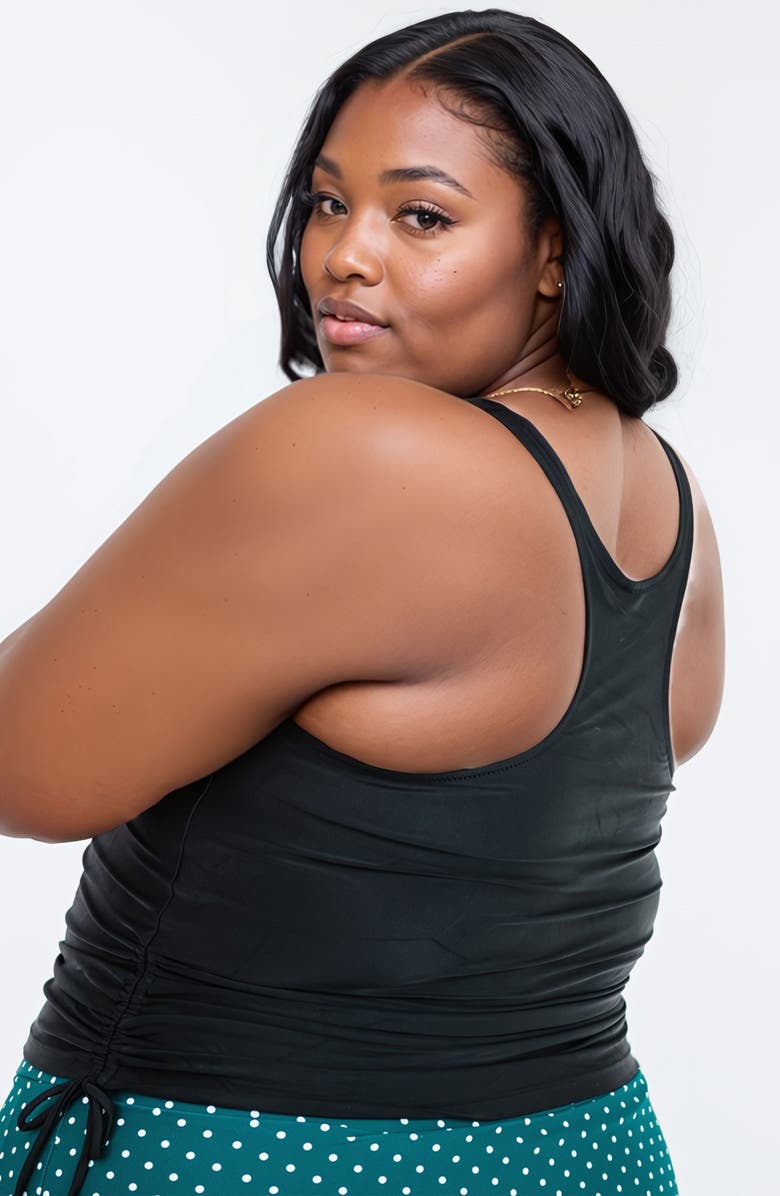 Calypsa Plus Size Maya Tankini Swim Top With Removable Cups, Alternate, color, Black