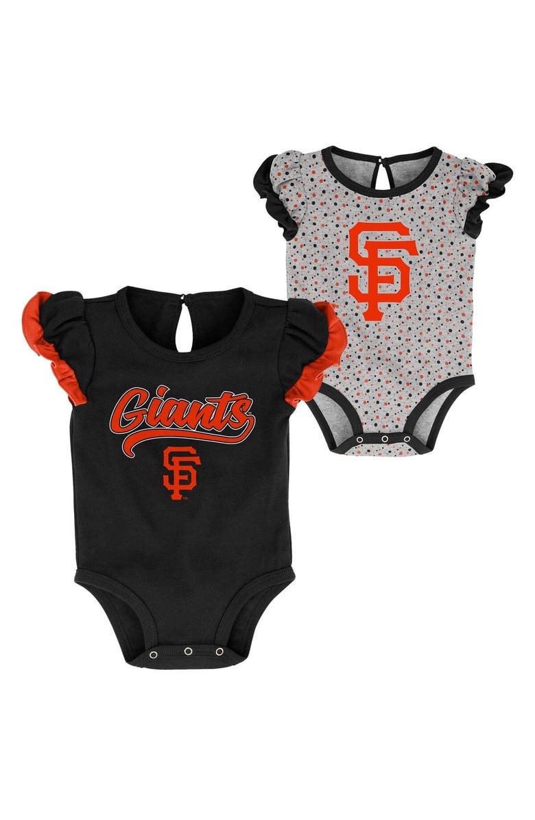 Outerstuff Newborn & Infant Black/Heathered Gray San Francisco Giants Scream & Shout Two-Pack Bodysuit Set, Main, color, Black