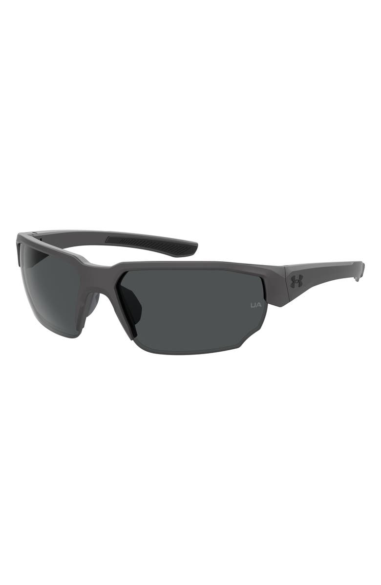Under Armour 70mm Polarized Oversize Sport Sunglasses, Alternate, color, Grey Black