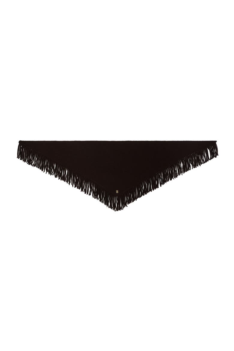 Fringed Wool Triangle Scarf, Alternate, color, Brown