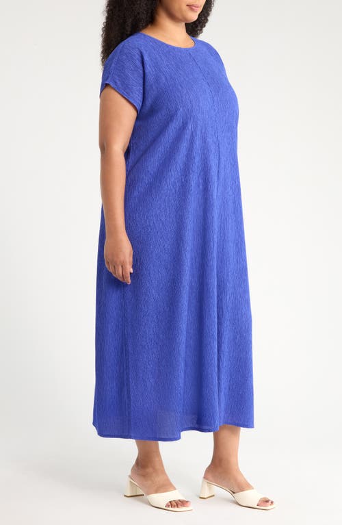 Eileen Fisher Short Sleeve Jacquard Maxi Dress In Blue