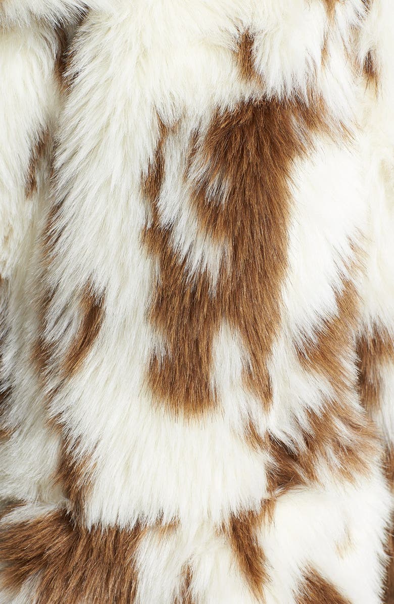 Lark Spot Print Hooded Faux Fur Coat, Alternate, color,