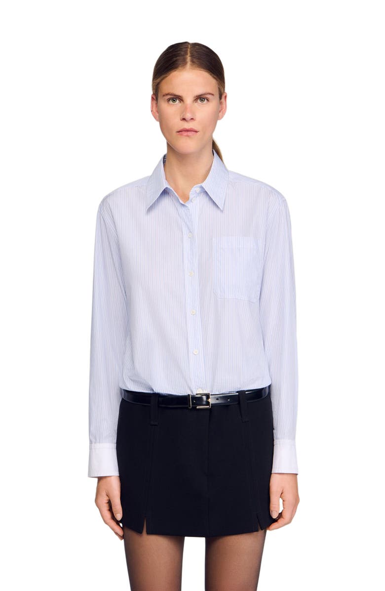 SANDRO Short dress with dual materials, Alternate, color, Black