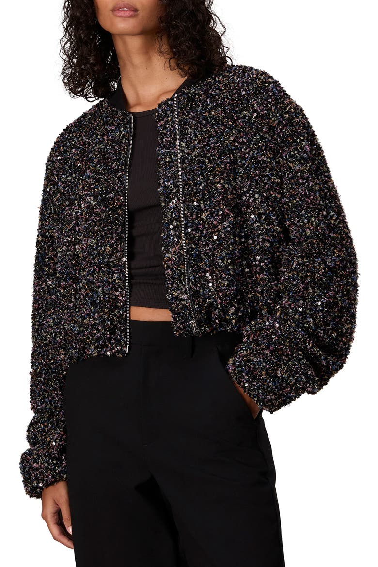 Samira Bomber Jacket, Main, color, BLACK MULTI