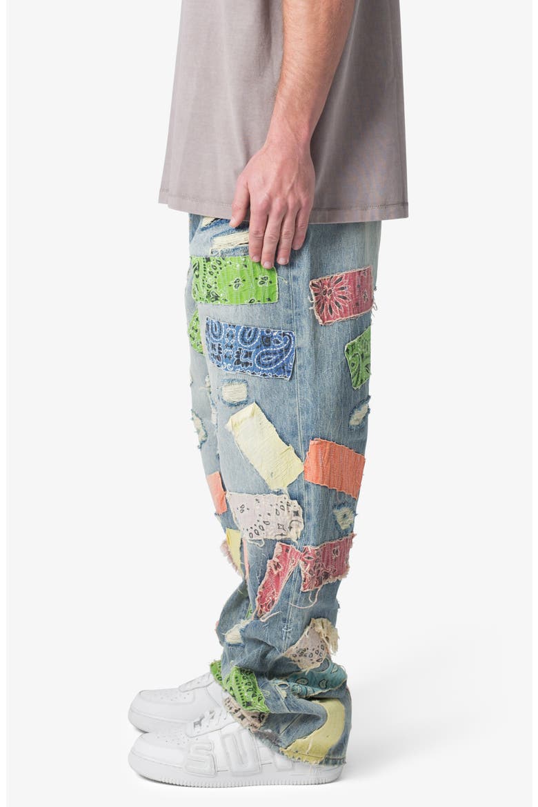 Ultrabaggy Ripped Bandana Patch Jeans, Alternate, color, BLUE/ MULTI