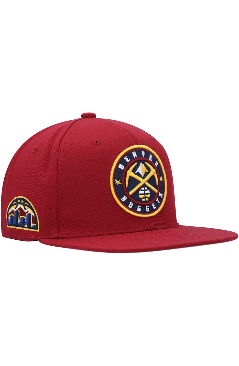 Mitchell & Ness Men's Mitchell & Ness Red Denver Nuggets Side Core 2.0 Snapback Hat, Main, color,
