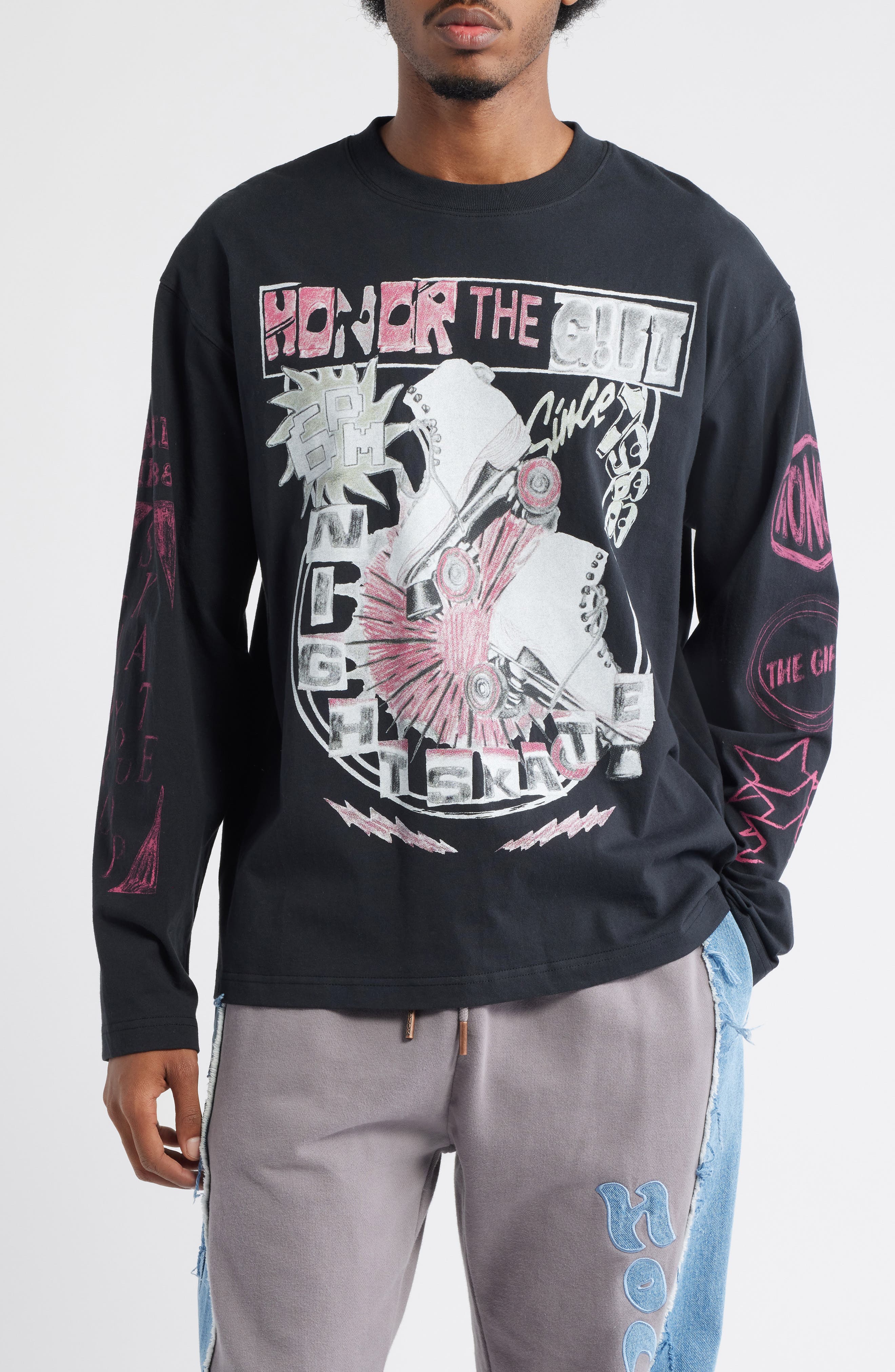 HONOR THE GIFT Night Skate Long Sleeve Cotton Graphic T-Shirt