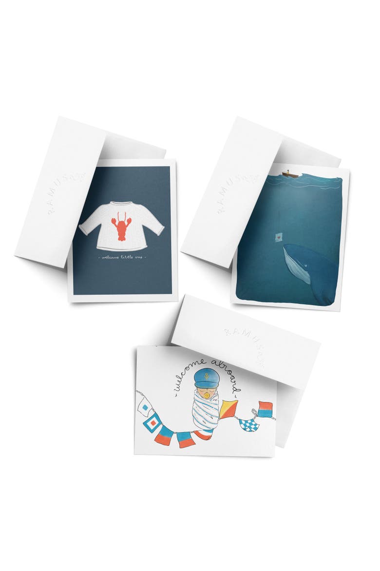 Baby Greeting Card Pack (3ct) "Love Note, Welcome Aboard, Lobster Sweater", Main, color, Multi-Pack