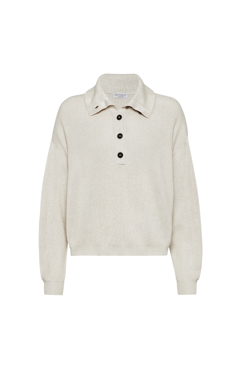Brunello Cucinelli Vanisé knit polo shirt, Main, color, Cool Beige