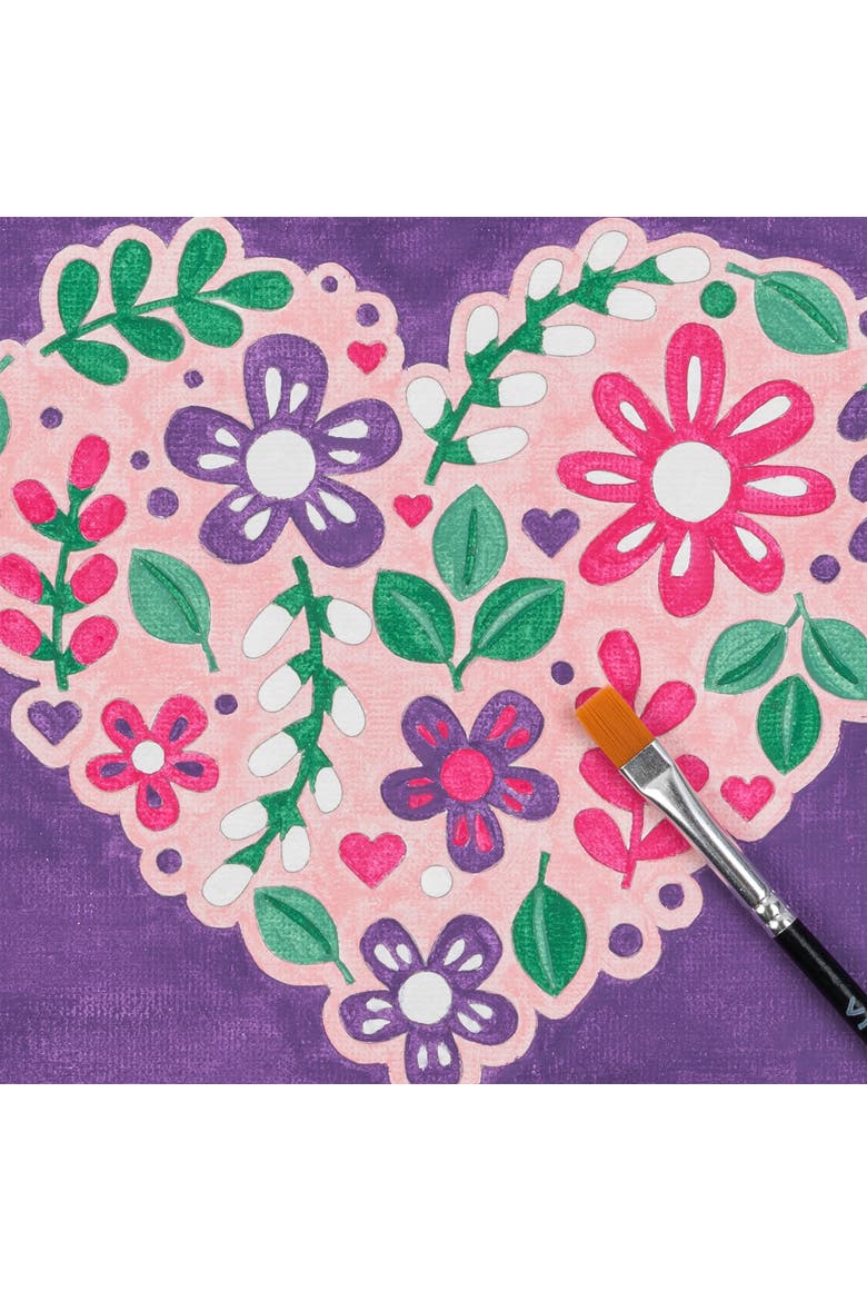 Acrylic Mini Paint By Number Kit, Flower Heart, 6 x 6 Inch, Alternate, color, Multicolored