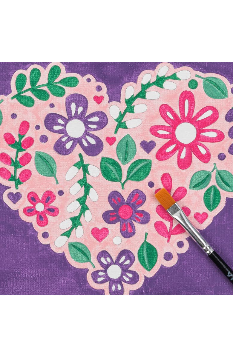 Brea Reese Vivid Acrylic Mini Paint By Number Kit, Flower Heart, 6 x 6 Inch, Alternate, color,