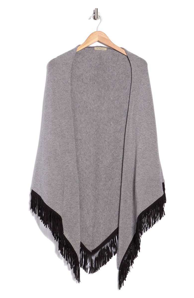 La Fiorentina Fringe Wrap Ruana, Main, color, Grey