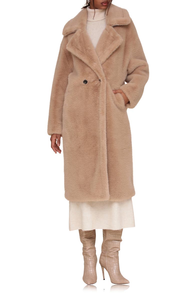 Oversize Luxe Faux Fur Longline Coat, Main, color, TAUPE