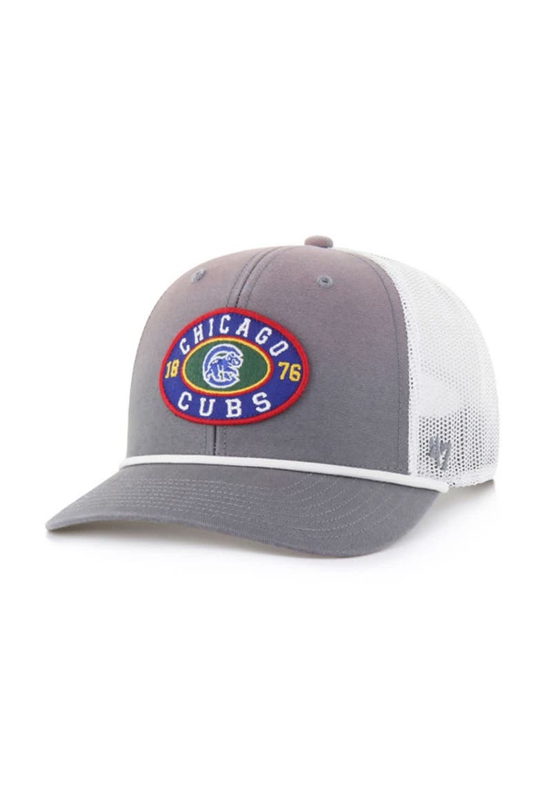 Men's '47 Gray/White Chicago Cubs Tide Sweep Rope Trucker Adjustable Hat, Main, color, Gray