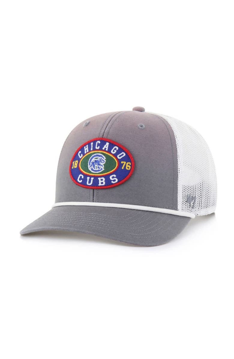 '47 Men's '47 Gray/White Chicago Cubs Tide Sweep Rope Trucker Adjustable Hat, Main, color, Gray