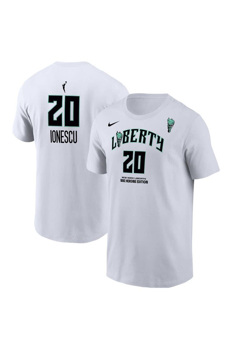 Men's Nike Sabrina Ionescu White New York Liberty Heroine Edition Name & Number T-Shirt, Main, color, White