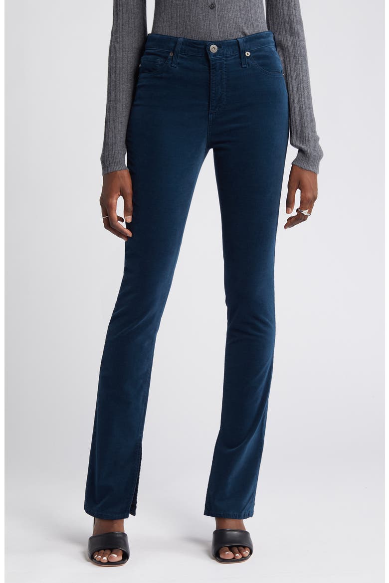 Mari High Waist Slim Straight Leg Velvet Jeans, Alternate, color, ATLANTIC NIGHT