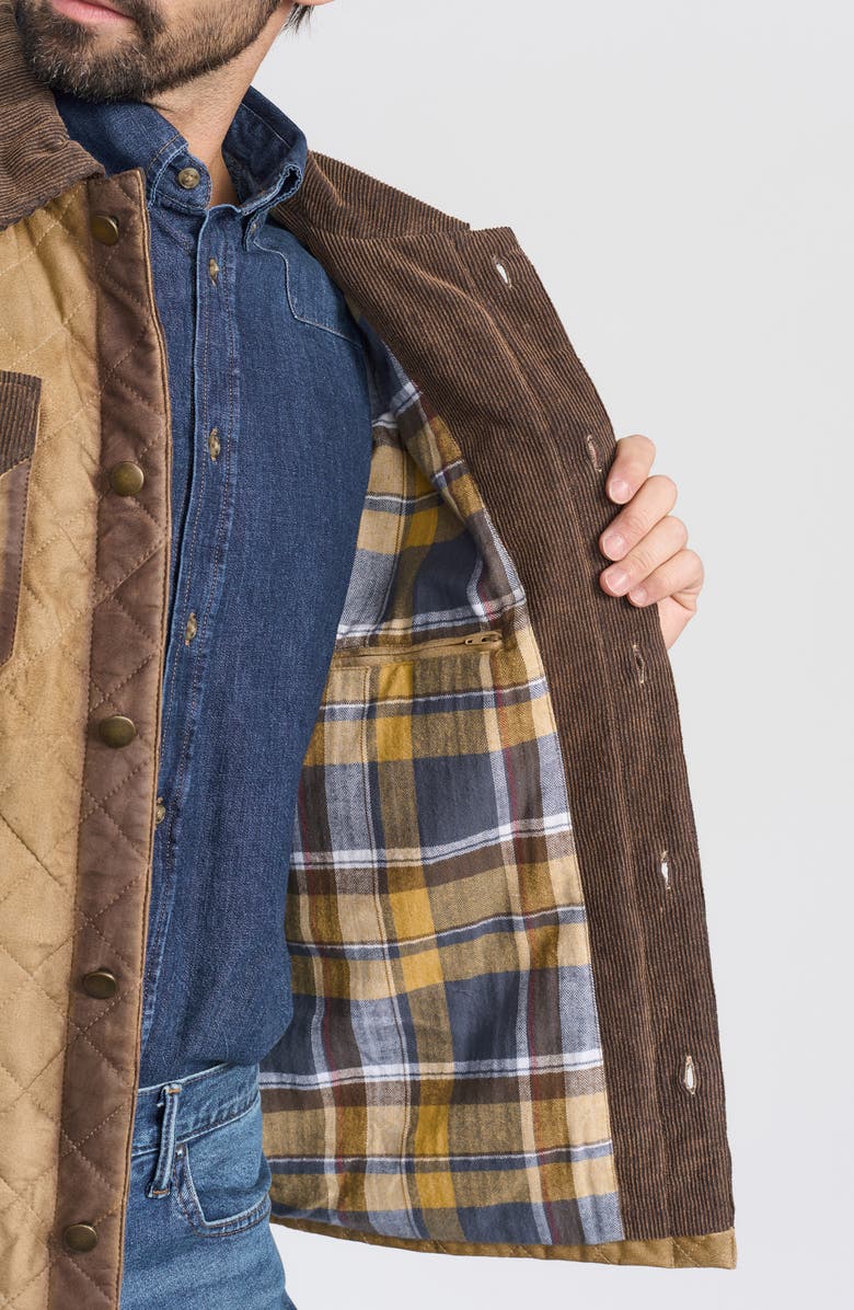 FLYNT Corduroy Trim Diamond Quilted Suede Jacket, Alternate, color, Flax