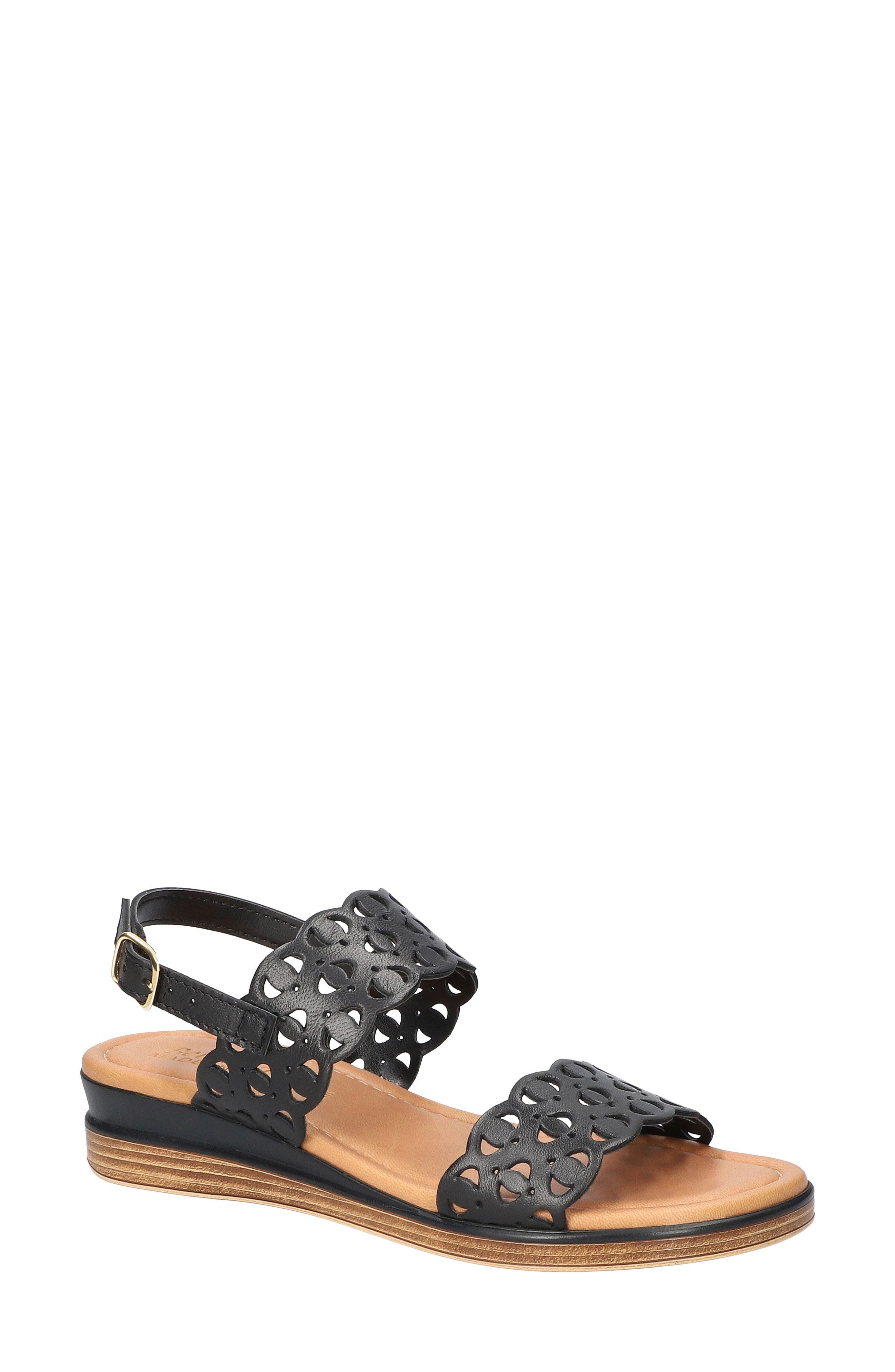 Bella Vita Zoe Italy Perforated Sandal, Main, color, Black Italian Leather