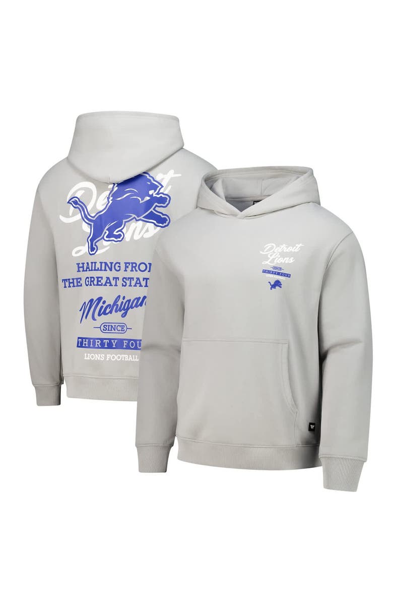 THE WILD COLLECTIVE Unisex The Wild Collective Silver Detroit Lions Fleece Pullover Hoodie, Alternate, color, 
