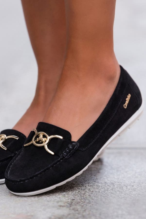 Belle Suede Loafers, Alternate, color, Black