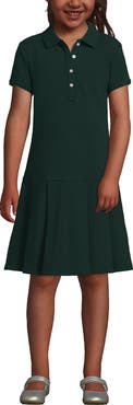 Lands' End School Uniform Girls Short Sleeve Mesh Pleated Polo Dress