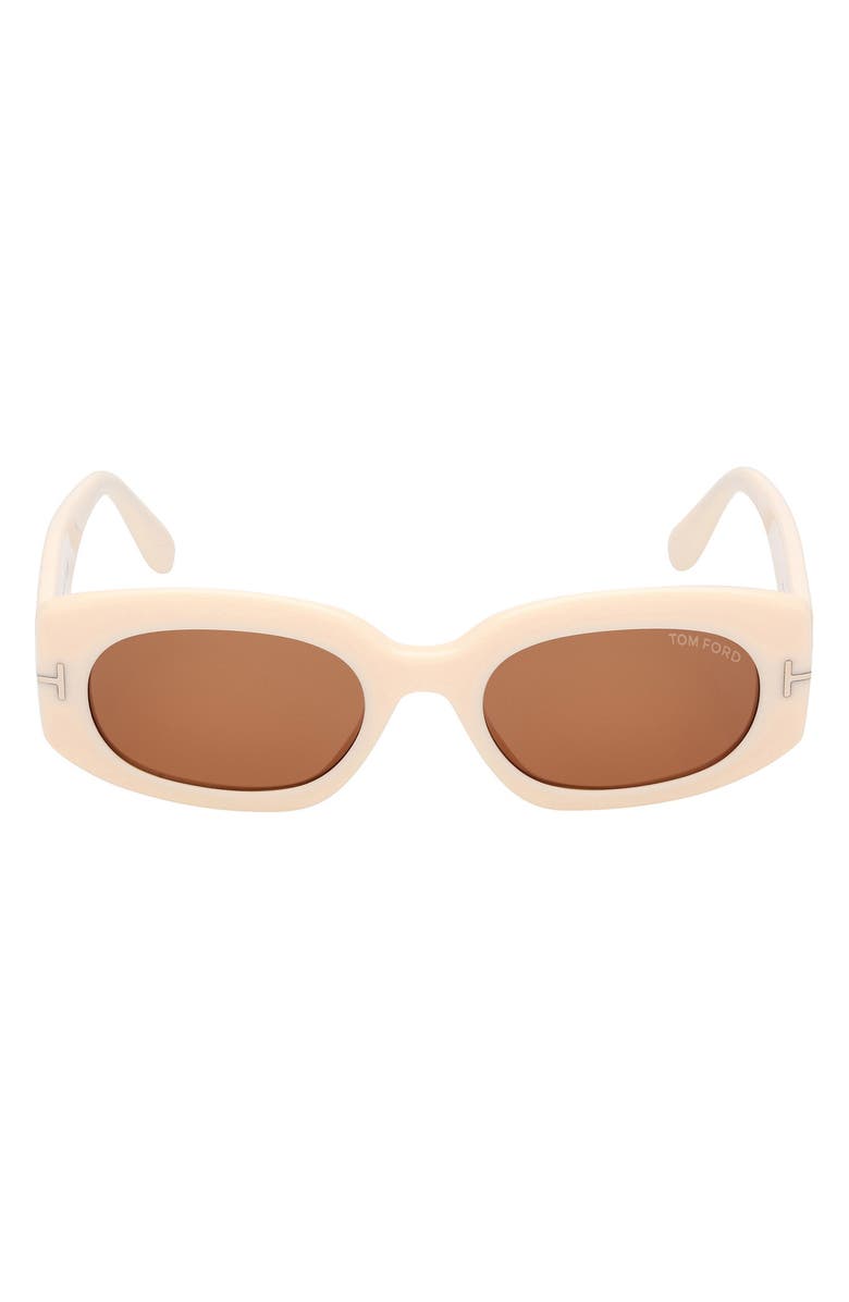 TOM FORD Cielle 52mm Oval Sunglasses, Main, color, Shiny Ivory/ Brown Lenses