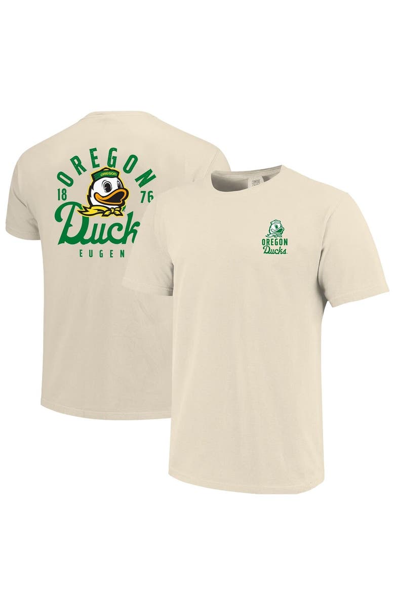 IMAGE ONE Men's Cream Oregon Ducks Comfort Colors Mascot Overlay T-Shirt, Main, color, Cream