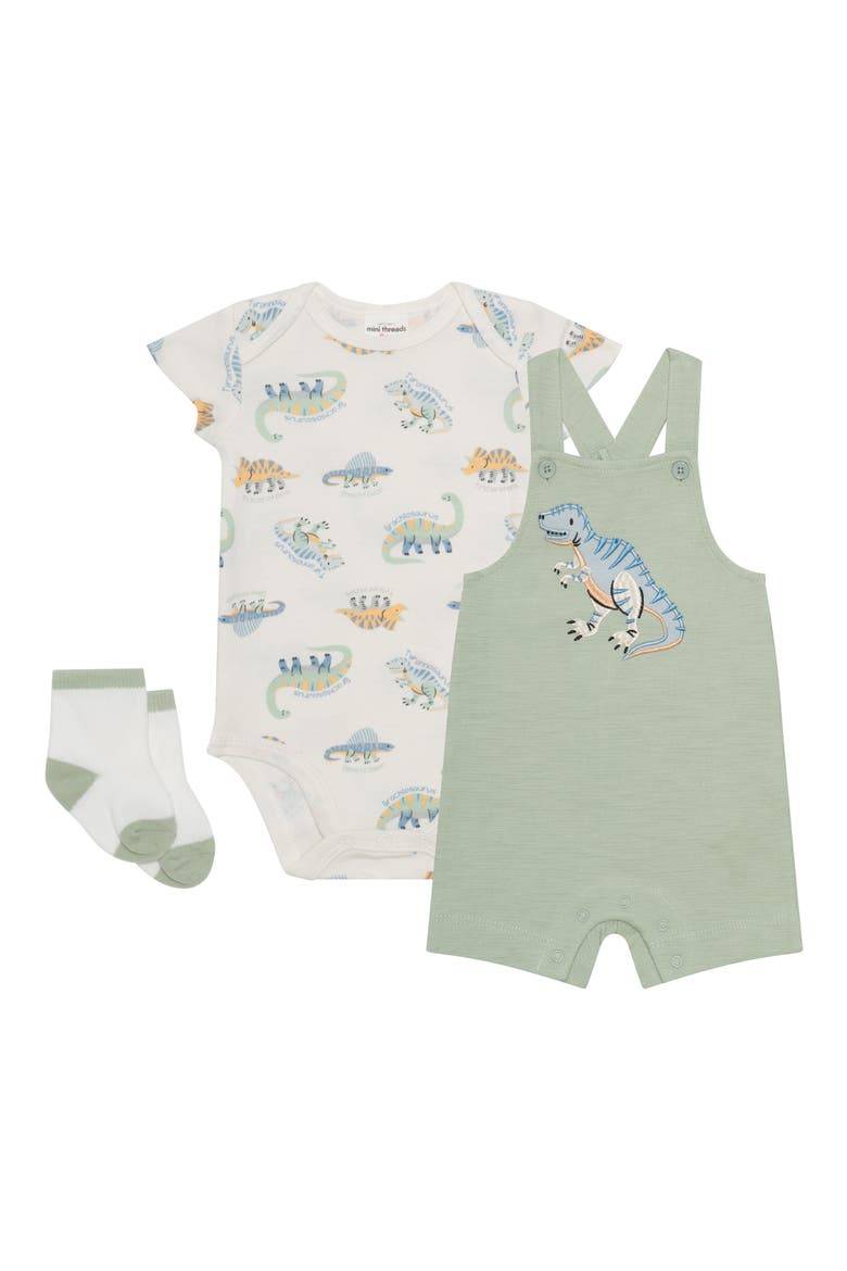 Dino Bodysuit, Overalls & Socks Set, Main, color, DINO