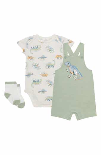 PL Baby by Petit Lem Dino Bodysuit, Overalls & Socks Set