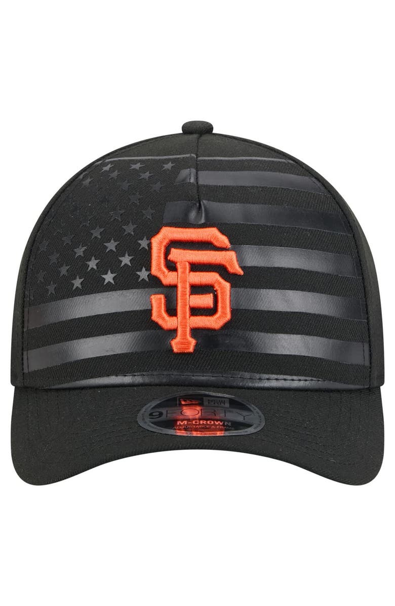 New Era Men's New Era Black San Francisco Giants American Flag 9FORTY M-Crown A-Frame Adjustable Hat, Alternate, color, Black