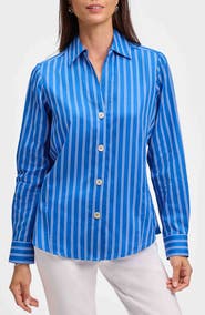 Foxcroft Paityn Stripe Cotton Button-Up Shirt
