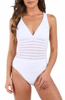 La Blanca Fluid Lines Cross Back One-Piece Swimsuit