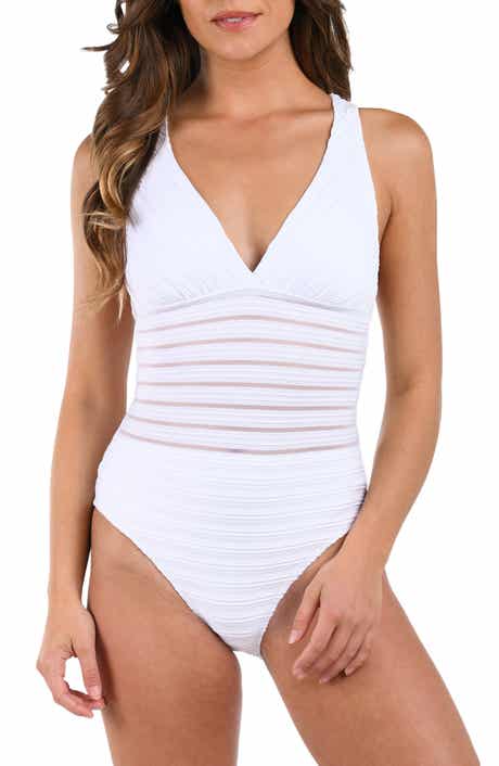 La Blanca Fluid Lines Cross Back One-Piece Swimsuit