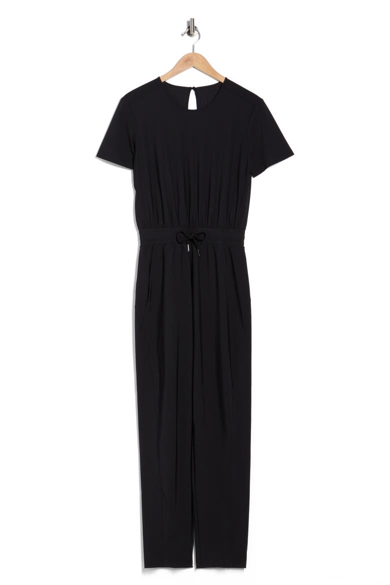 Explorer Short Sleeve Jumpsuit, Alternate, color, BLACK