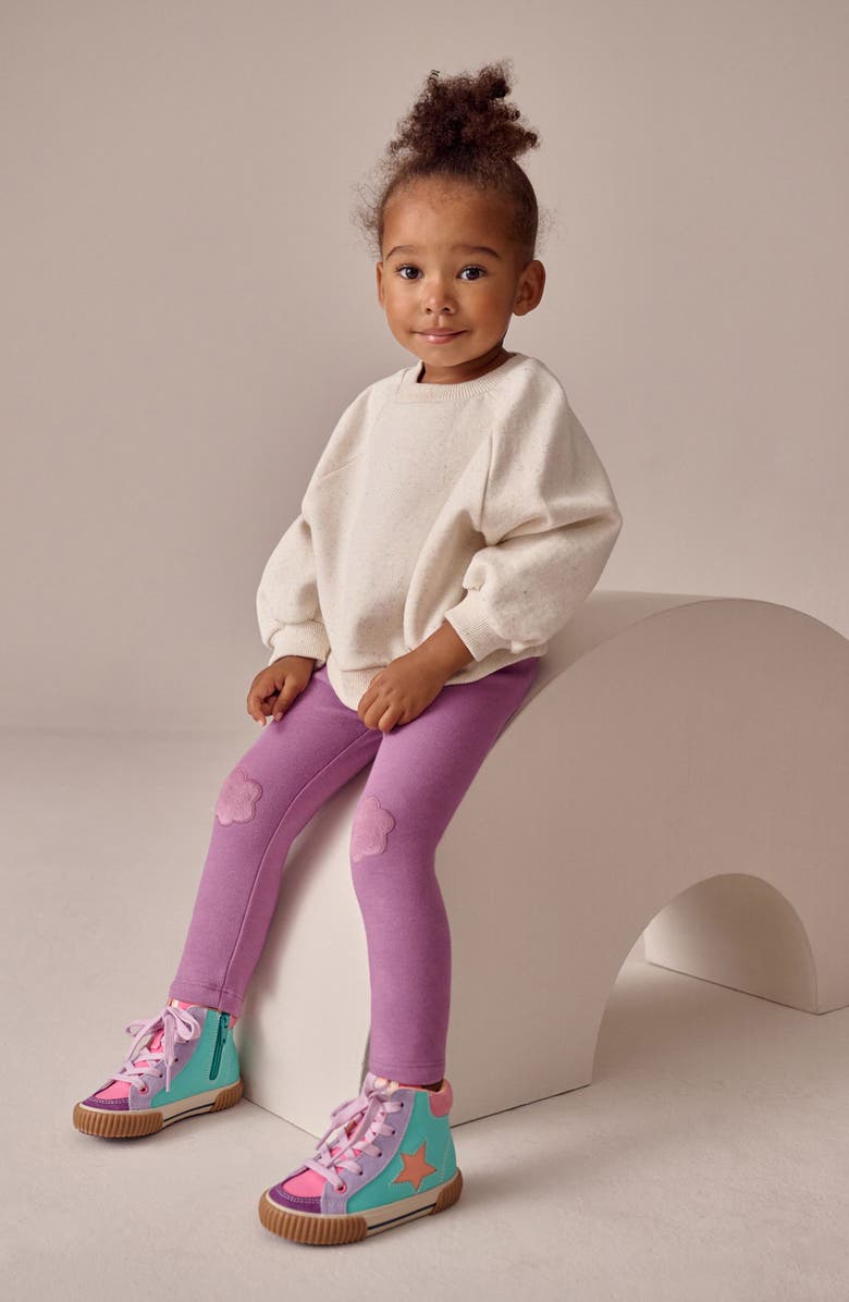 NEXT Kids' Floral Knee Patch Leggings, Alternate, color, Purple