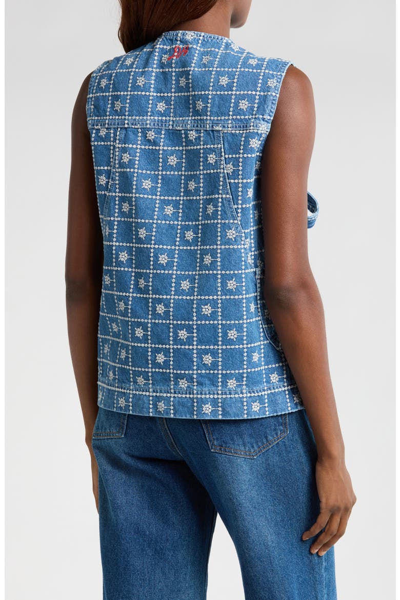 Dilly Broderie Denim Vest, Alternate, color, SNAKE