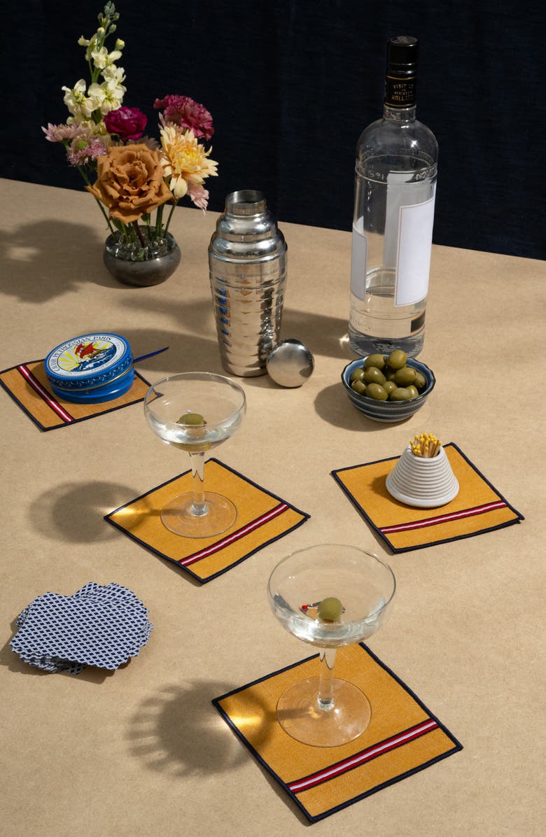 ATELIER SAUCIER Universtiy Set of 4 Cocktail Napkins, Alternate, color, 