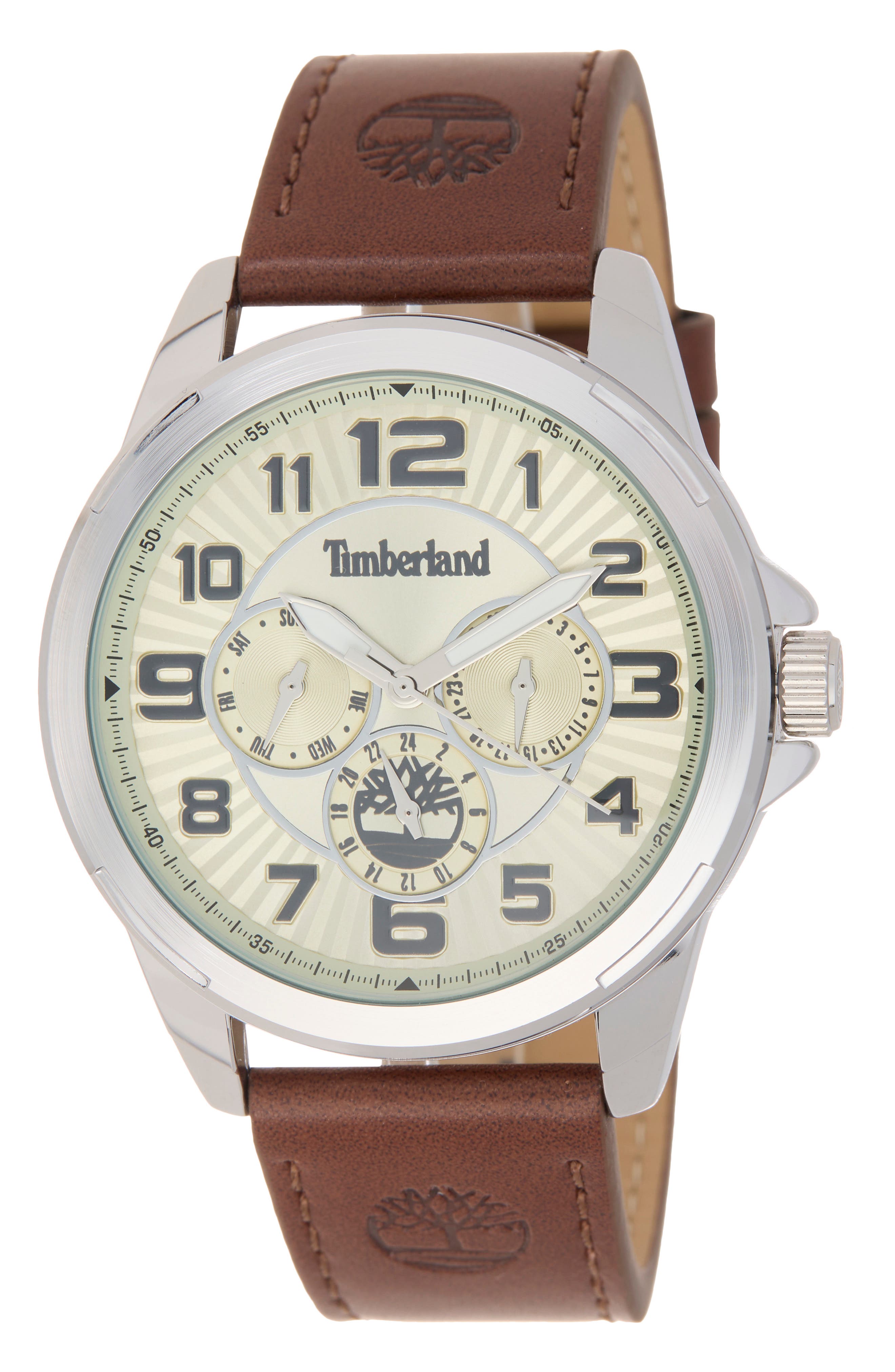 Timberland Dress Sport Quartz Chronograph Leather Strap Watch, 45mm