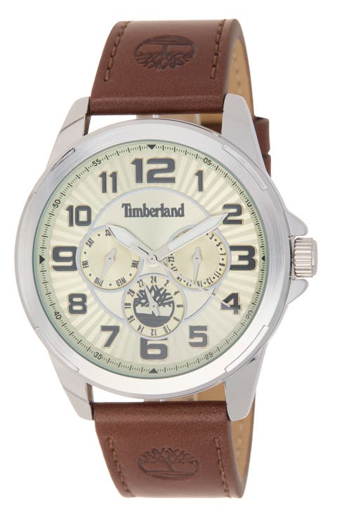 Dress Sport Quartz Chronograph Leather Strap Watch, 45mm