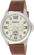 Timberland Dress Sport Quartz Chronograph Leather Strap Watch, 45mm