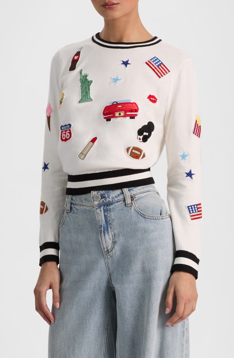 Alice + Olivia Carolann Americana Sweatshirt, Alternate, color,